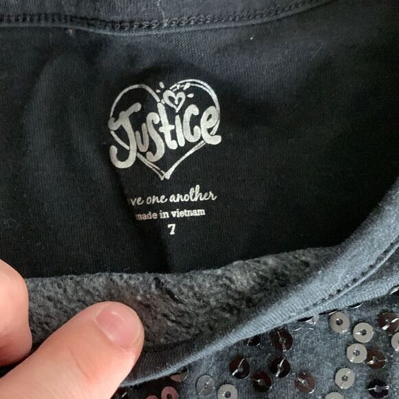 JUSTICE | Black Sequins Girls Long Sleeve Top T Shirt - Picture 9 of 9